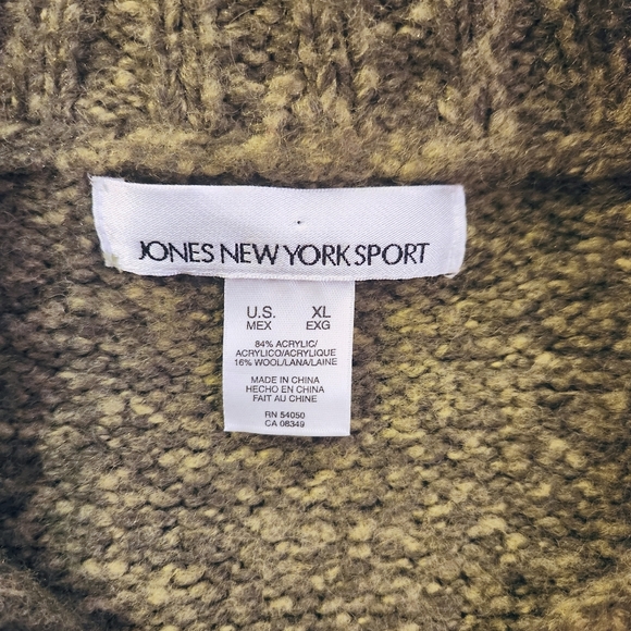 Jones New York Green Cardigan Sweater Cable XL - Picture 5 of 6